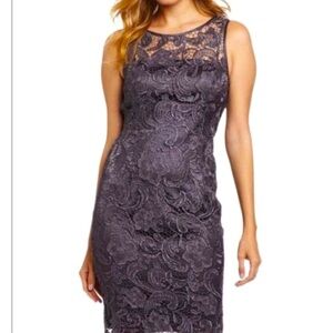 Adrianna Papell Grey floral lace Overlay Dress, size 6